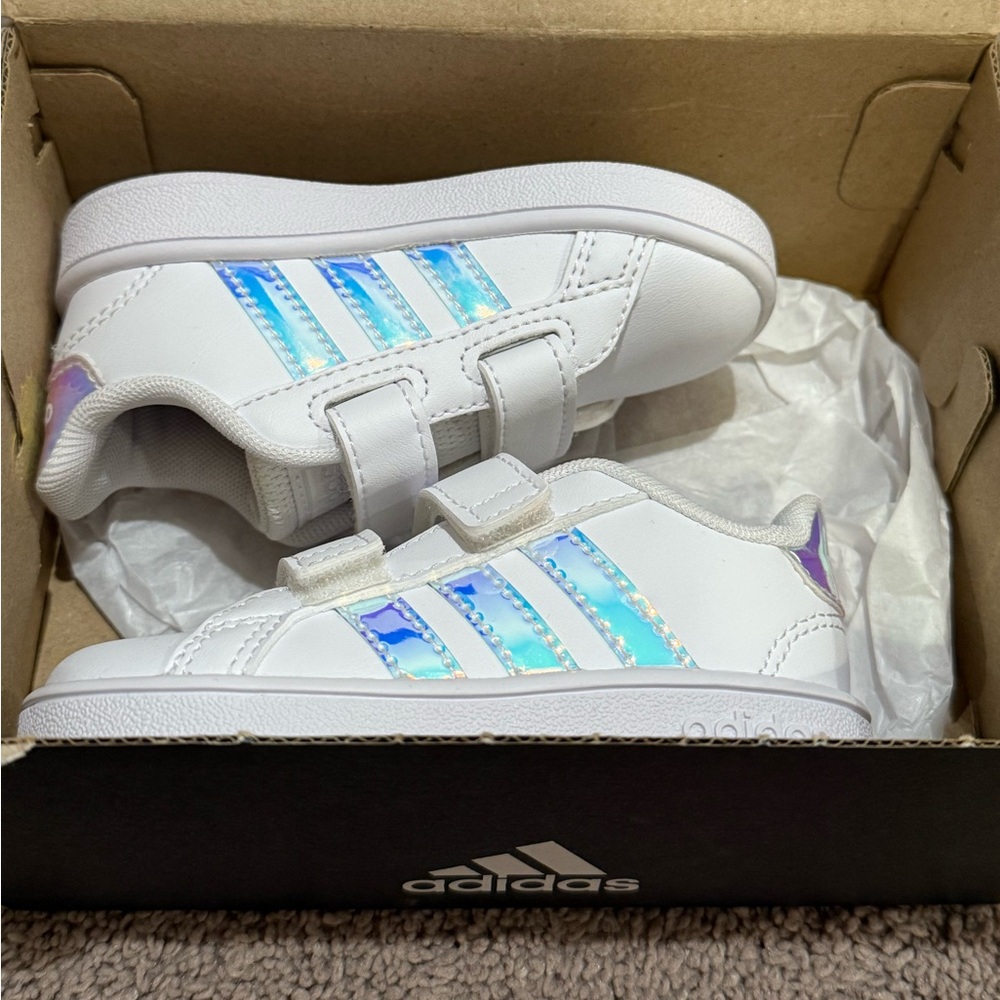 Baby Girls Adidas Grand Court Iridescent Sneakers Shoes